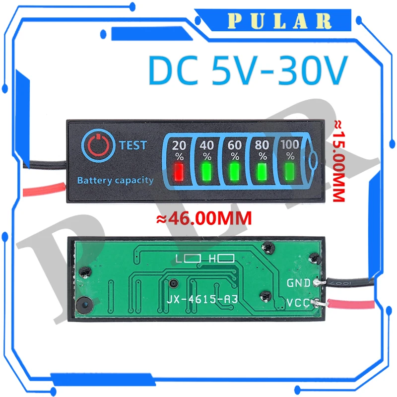 PLR DC 5V-30V 2-8S Battery Level Indicator Li-ion Li-Fe-Phosphate capacity display tester