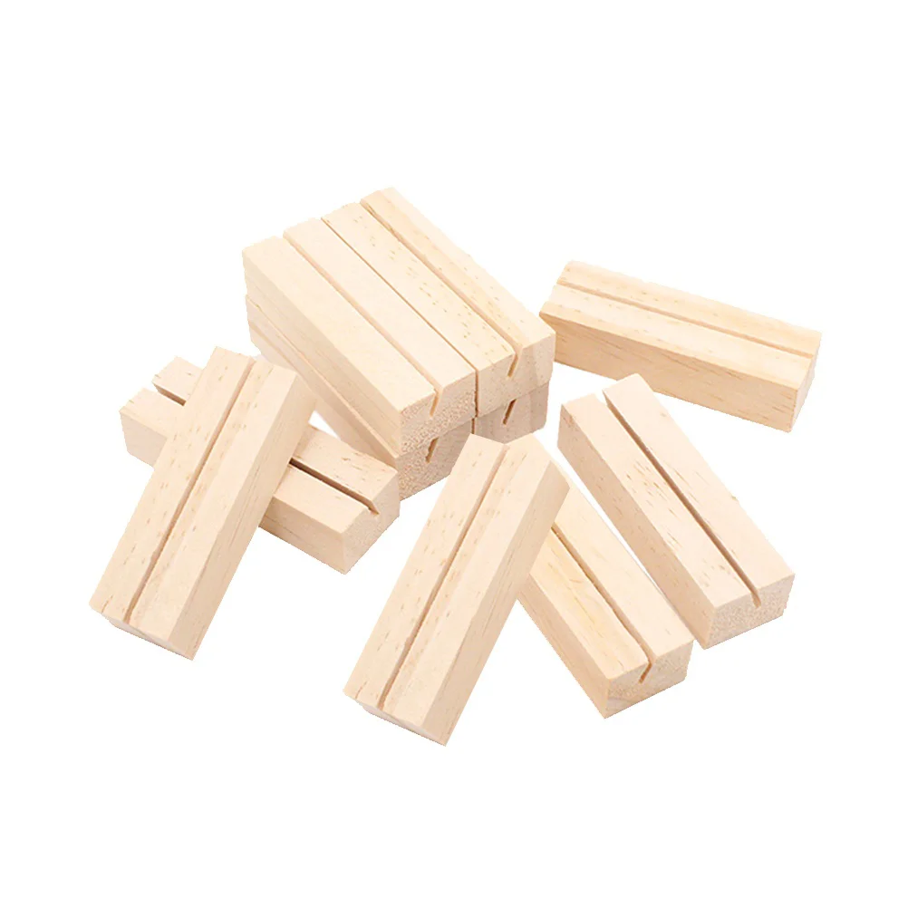 

10 Pcs Photo Stand Holder Tag Signage Picture Memo Wooden Table Business Office Labels