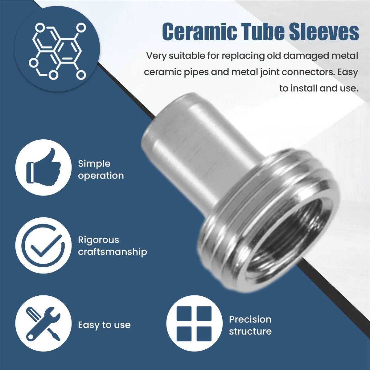 High-end 10Pcs Ceramic Tube Sleeves and 10Pcs Metal Head Connector Adapters for Fiber Optic Visual Fault Locator