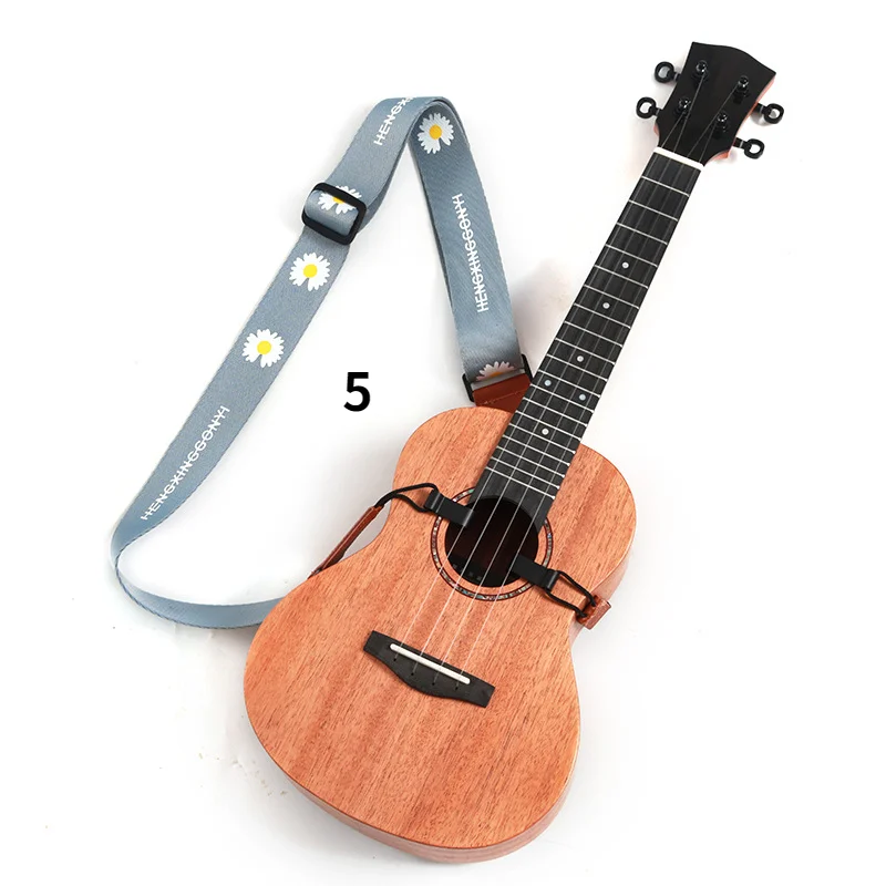 Foreign Trade New Products Free Perforated Ukulele Strap Cotton Hemp Sunflower Small Guitar Tail Nail Accessories