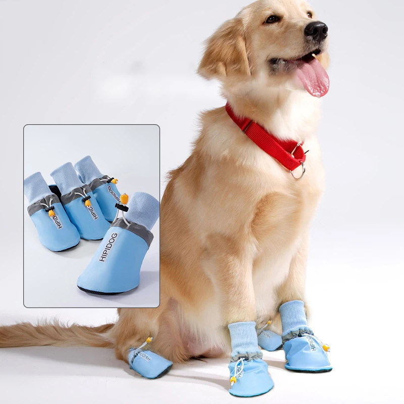 4PCS Winter Pet Dog Shoes for Big Dogs Warmer Snow Boots Anti Slip Large Dog Booties Paw Protector for Golden Retriever Labrador