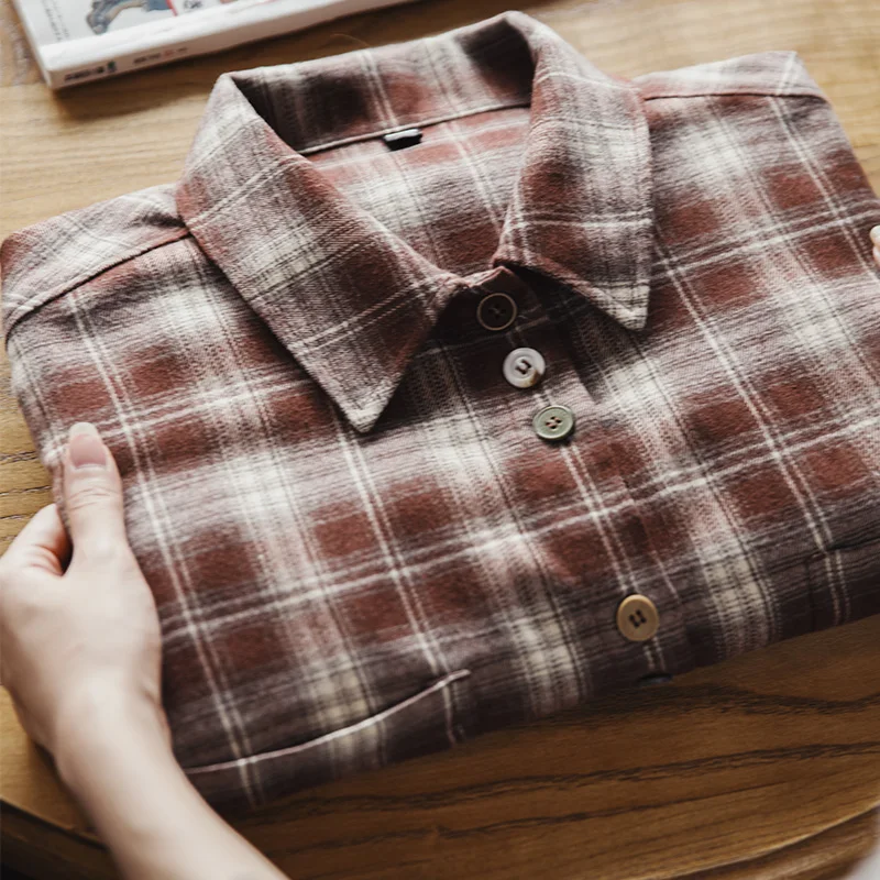 Maden عارضة منقوشة الياقة الرقبة قميص المرأة الخريف المتضخم خمر بلوزة طويلة الأكمام قميص واحد الصدر