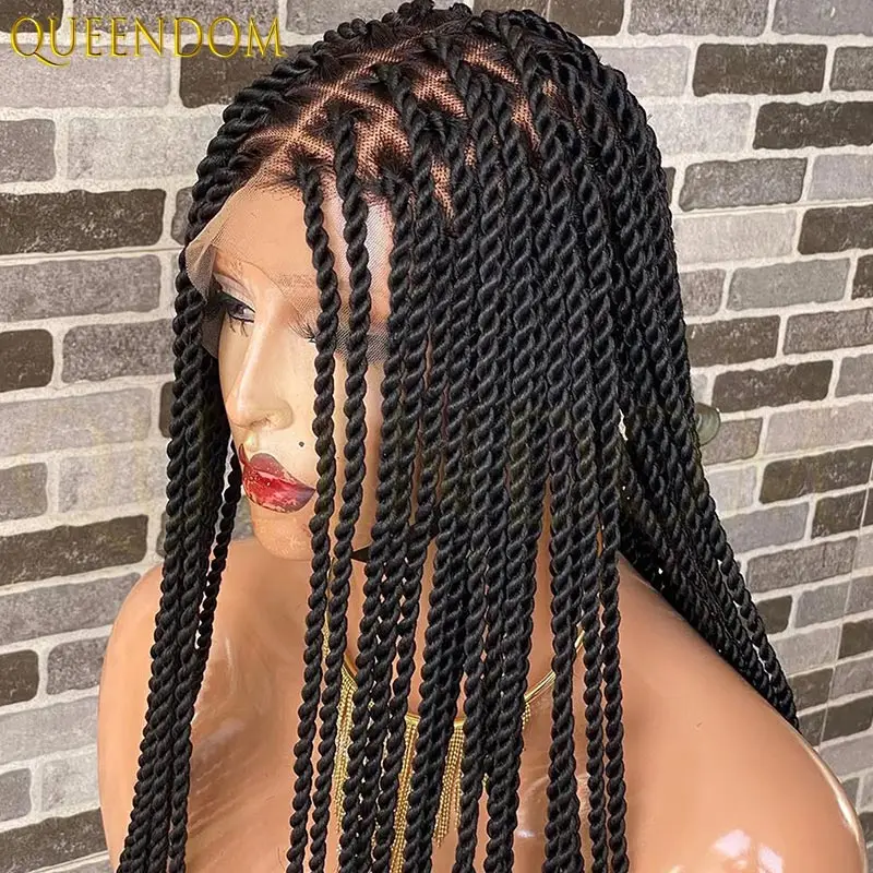 

Синтетический парик Goddess Faux Locs Twist, полный кружевной парик для чернокожих женщин, плетеные парики с кружевной передней частью, легко носить и стиль