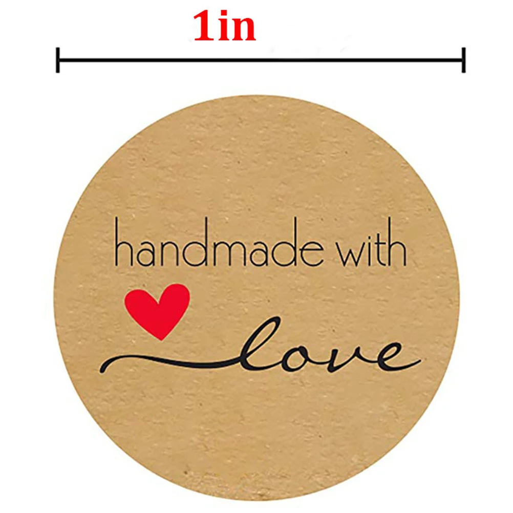 

500 Sheets Kraft Paper Stickers Round Brown Self Adhesive Decorative Labels Cookie Bag Packaging School Supplies