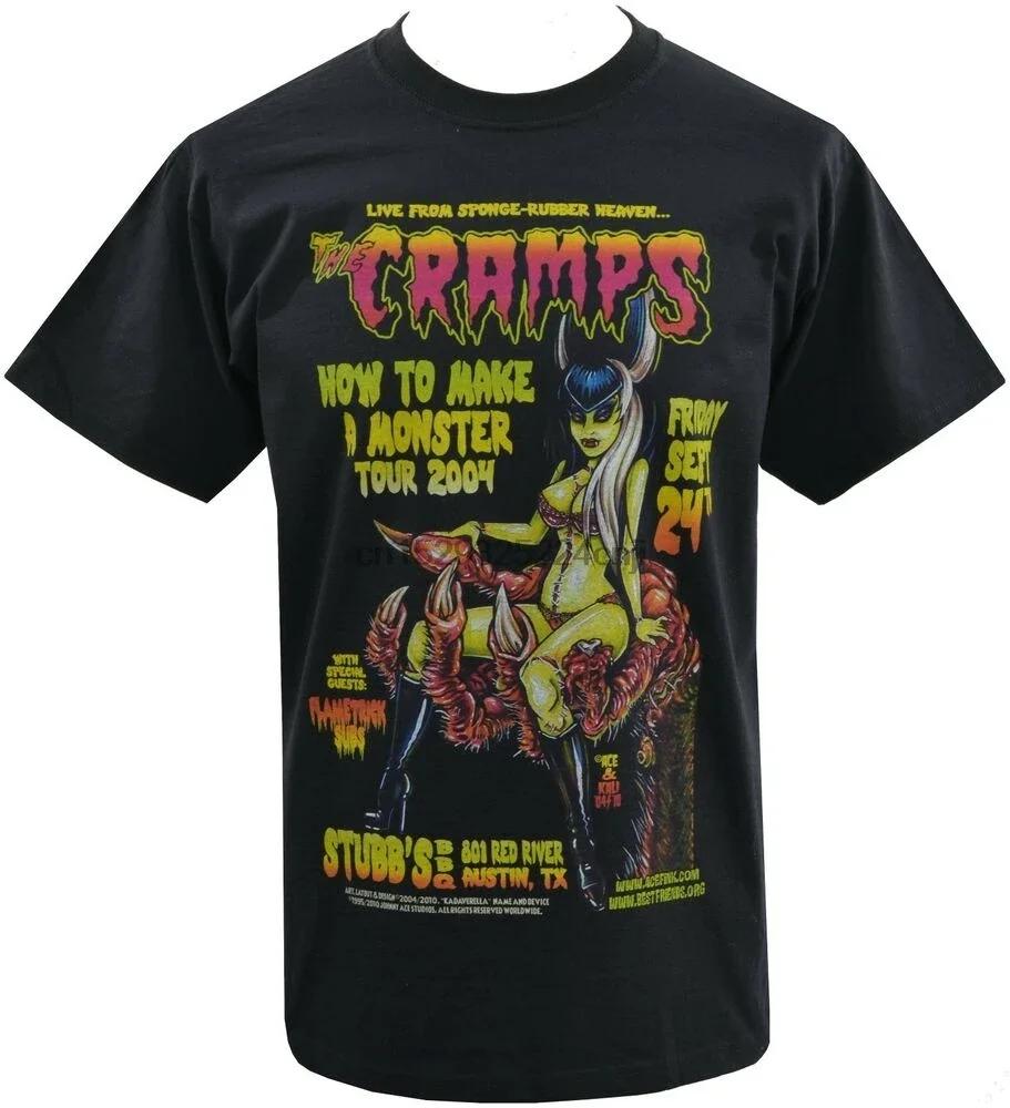 MENS BLACK T-SHIRT CRAMPS JOHNNY ACE STUDIOS MONSTER PSYCHOBILLY UNDEAD S-5XL