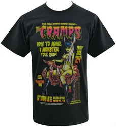 MENS BLACK T-SHIRT CRAMPS JOHNNY ACE STUDIOS MONSTER PSYCHOBILLY UNDEAD S-5XL