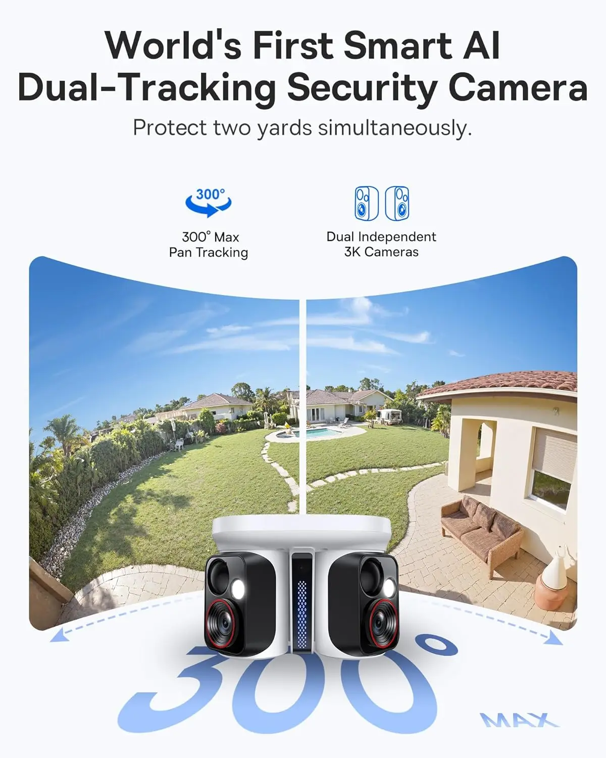 X1 Pro Dual Tracking Outdoor Wireless 3K AI 300 Degree Panoramic Color Night Vision 8x Zoom Local Storage