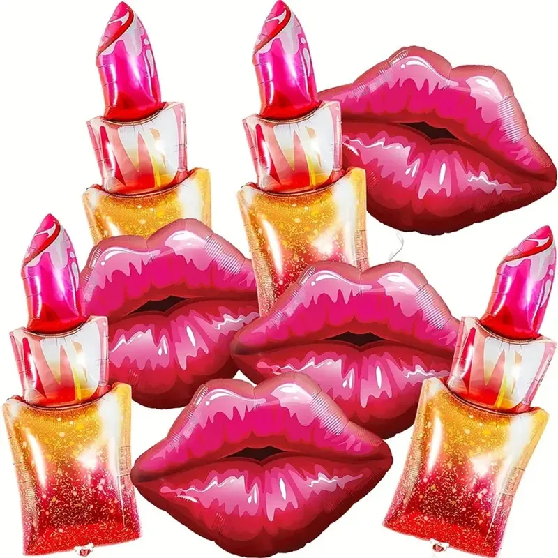 2 Stück/4 Stück großer Lippenstift und Valentinstag-Thema, Party-Dekoration, Aluminiumfolie, Ballon-Set