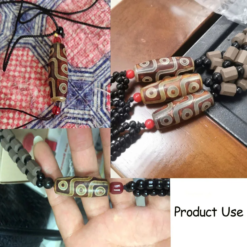 2Pcs Vintage Natural Stone Ji bead Tibetan Dzi Agate Beads Loose Spacer DIY Beads Tube Charms for Jewelry Making DIY Necklace image 3