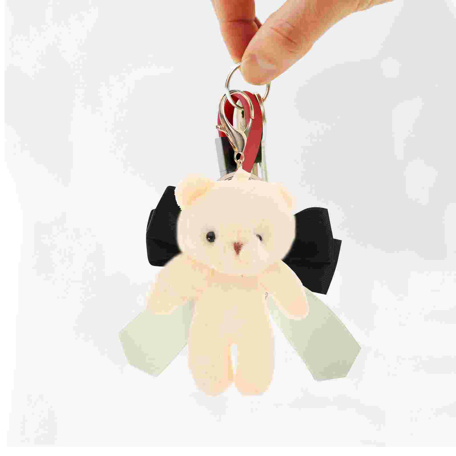 12 Pcs Mini Lovely Bear Decor Portable Wear-resistant Figurines Keychain Tiny Bears Adorable Pendant Multi-function Toys