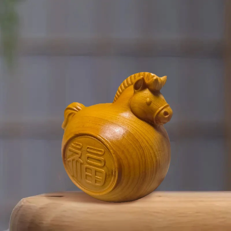 1/2 قطعة فنغ شوي فو الحصان خشبية منحوتة الحصان تمثال جلب حظًا سعيدا 2026 السنة الجديدة زودياك تمثال الحصان ديكور غرفة مكتب المنزل #3