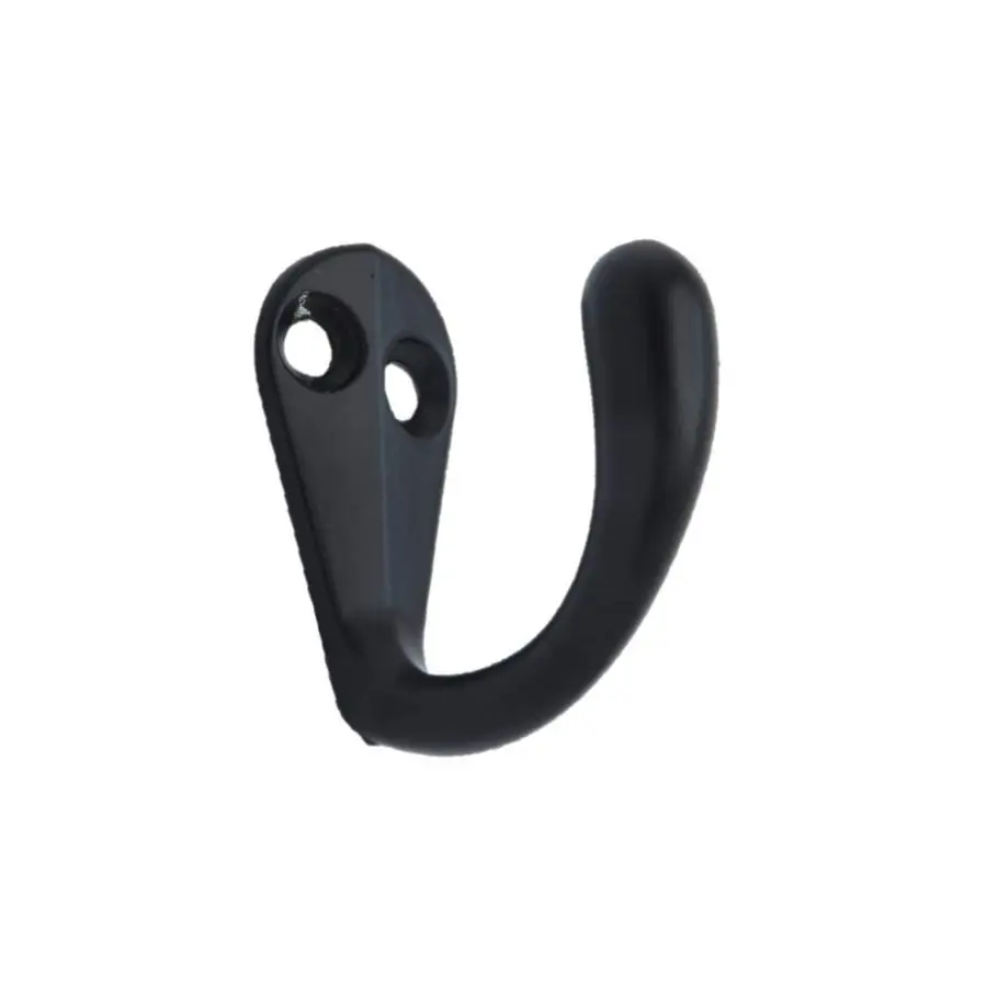 

Premium Quality Single Prong Robe Hook Hanger, Zinc Die Cast, Matte Black, Made in Taiwan, 50 Pack