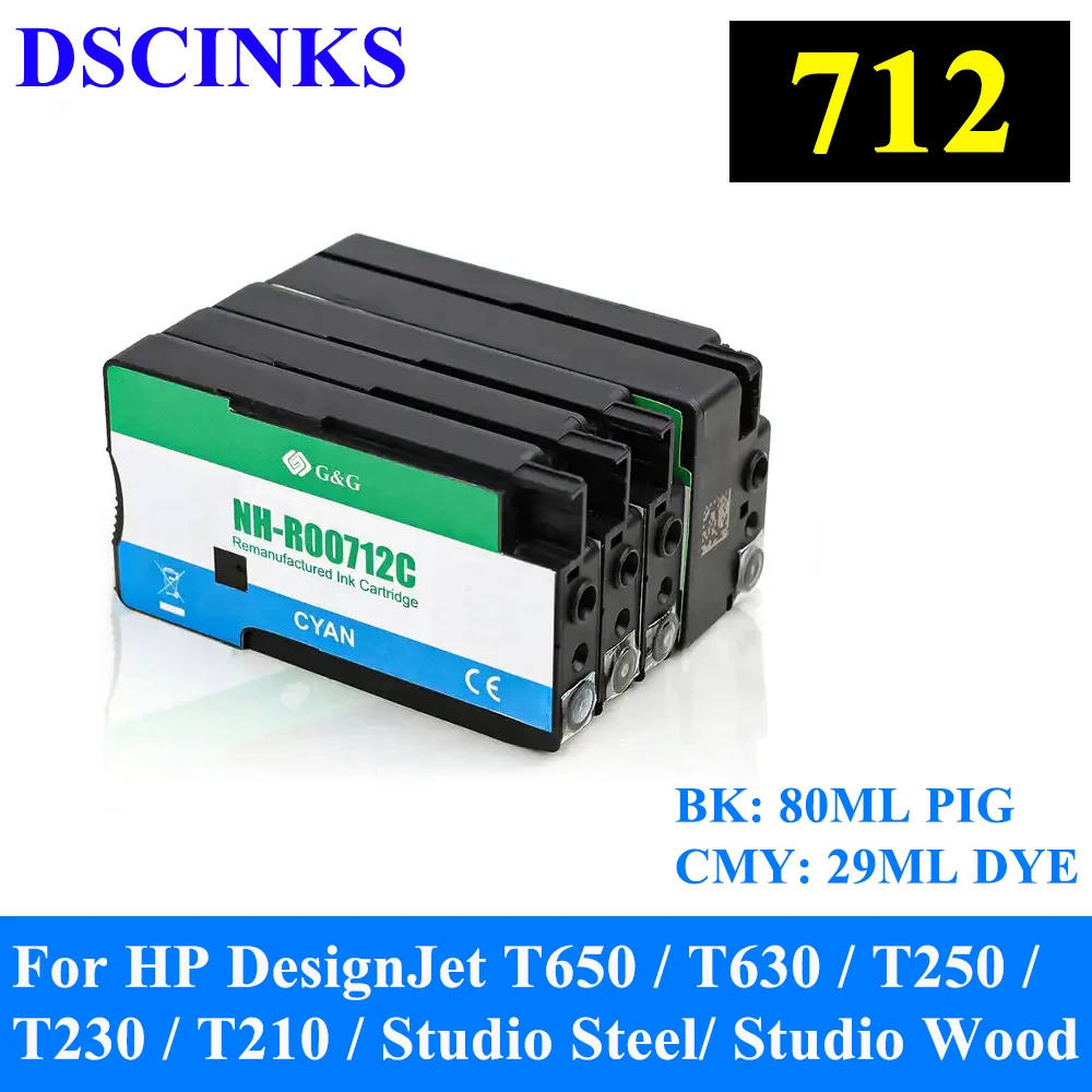 712 XL 712XL 3ED71A 3ED67A Ink Cartridge Remanufactured Inkjet for HP DesignJet T650 T630 T250 T230 T210 Studio Printer