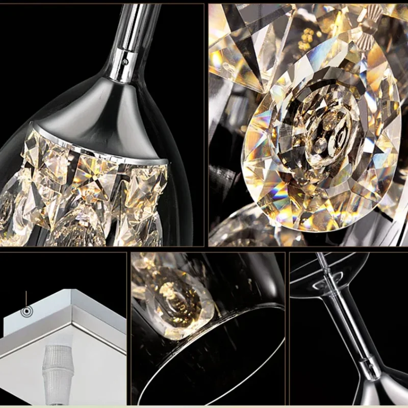 

Wine Bottle LED Minimalist Gorgeous Vintage Chips Lighting 1-3-6 Heads Pendant Transparent Glass Shade Hardware Base