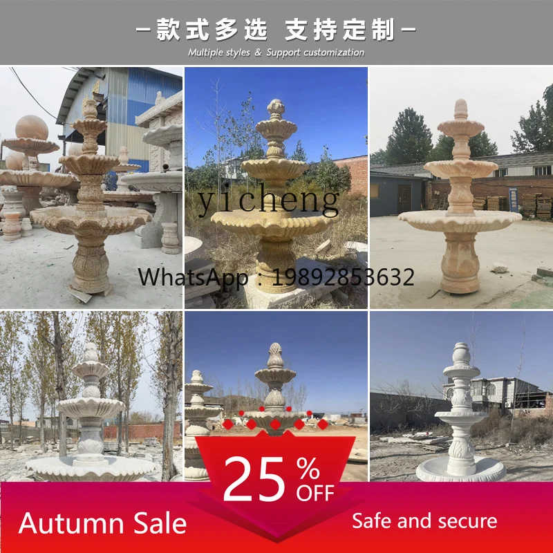 

Stone sculpture fountain flowing water feng shui ball ornament outdoor courtyard rockery fish pond fountain water landscape