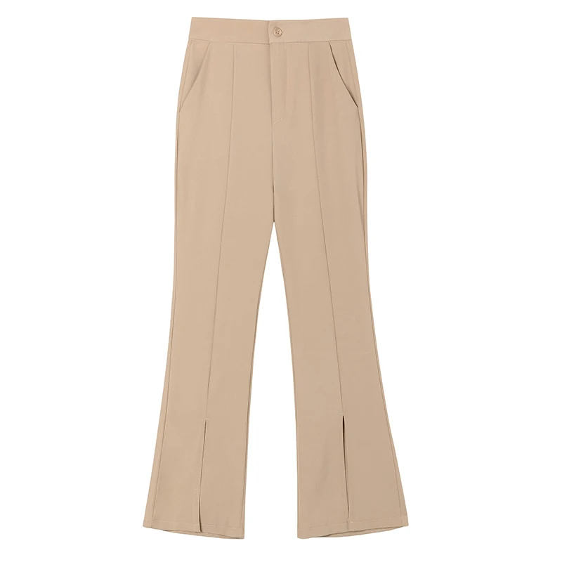 

Elegant High Waist Boot Cut Long Pants Women 2022 Female Casual Sagging Pants Split Hem Ankle Length Trousers