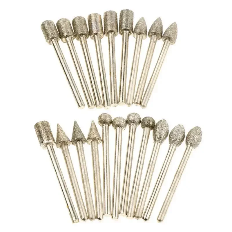 Mèches diamantées pour jeu de forets électriques, tête Dremel, accessoires pour jeu de grains éloignés, convertibles, outils de forage de bavure, 20 pièces, 3x6mm, 80