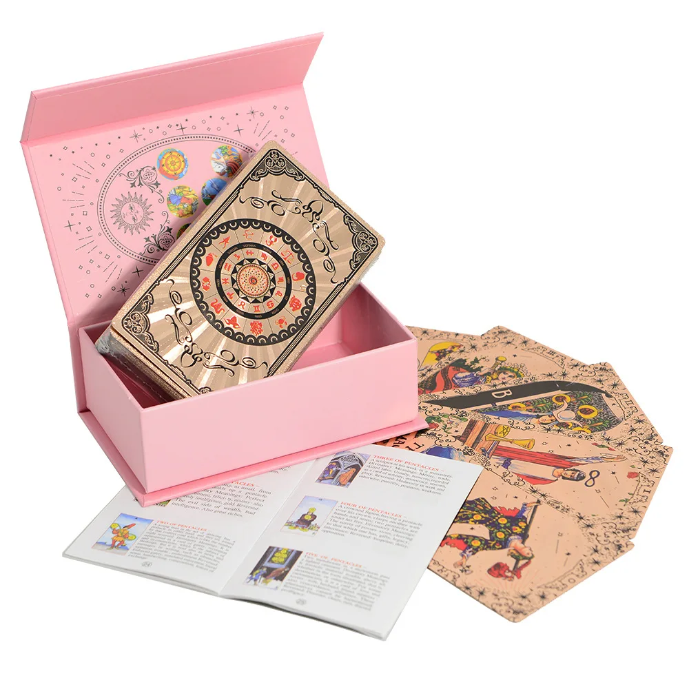 

78PCs Classic Rose Gold Wait Tarot Cards with Guide Book Waterproof Divination Board Game Tarot Cards Deck 12*7cm