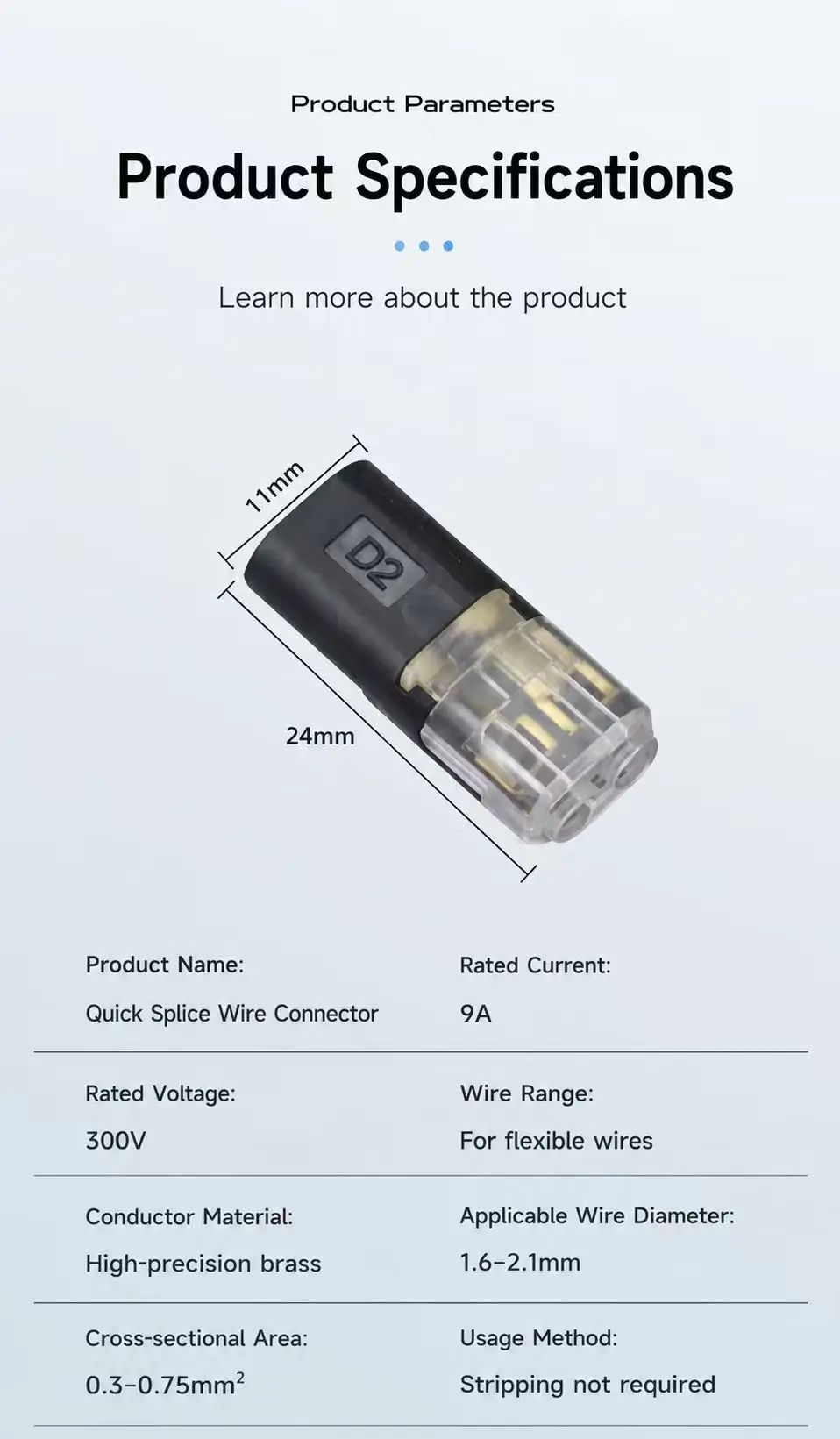 20/50/100 Stück D2 2-Pin Wasserdichter Schnellverbinder Kabelstecker für Auto-LED-Niederspannungsverkabelung – Detail 1