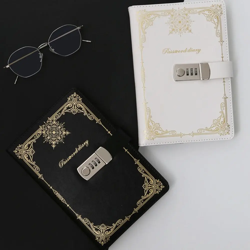 

Vintage PU Leather Journal Notebook With Lock A5 100Sheets Hard Cover Diary Writing Pads Retro Line Paper Personal Notebook Gift