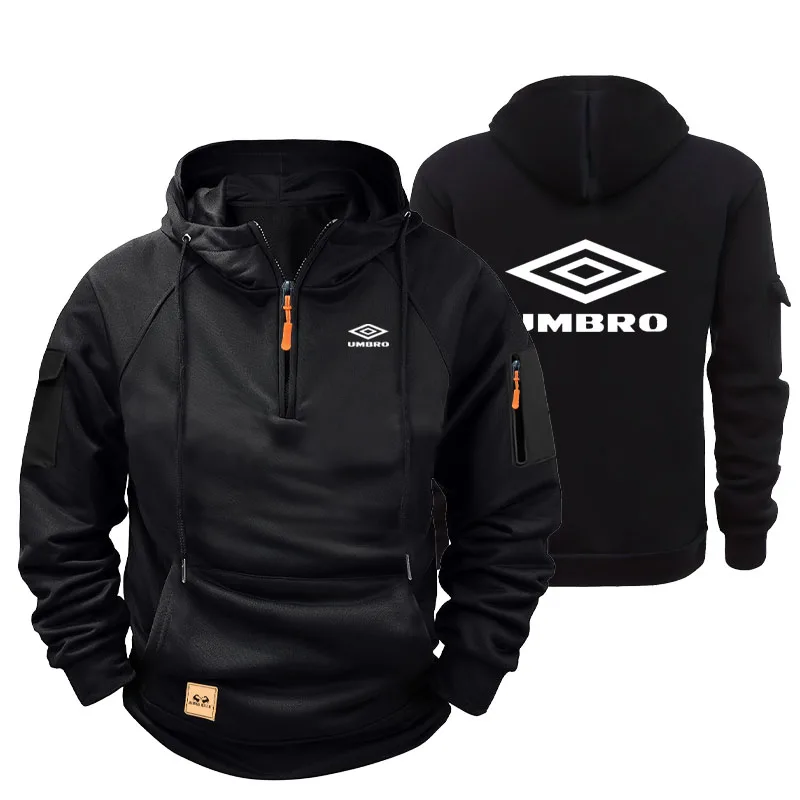 Sudadera con capucha UMBRO Retro Tough Guy para hombre, con cremallera, forro polar grueso, holgada, ropa de motociclista para hombre