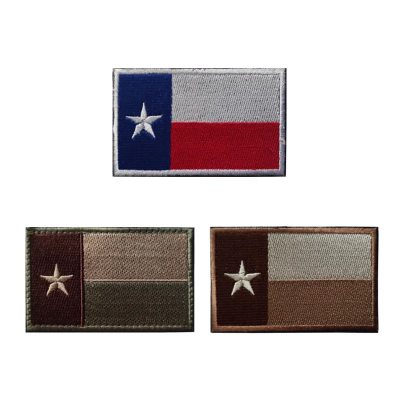 US Texas State Flag Embroidery Hook and Loop Patches Military 3D Stickers on Clothing American Flag Badge Backpack Appliques