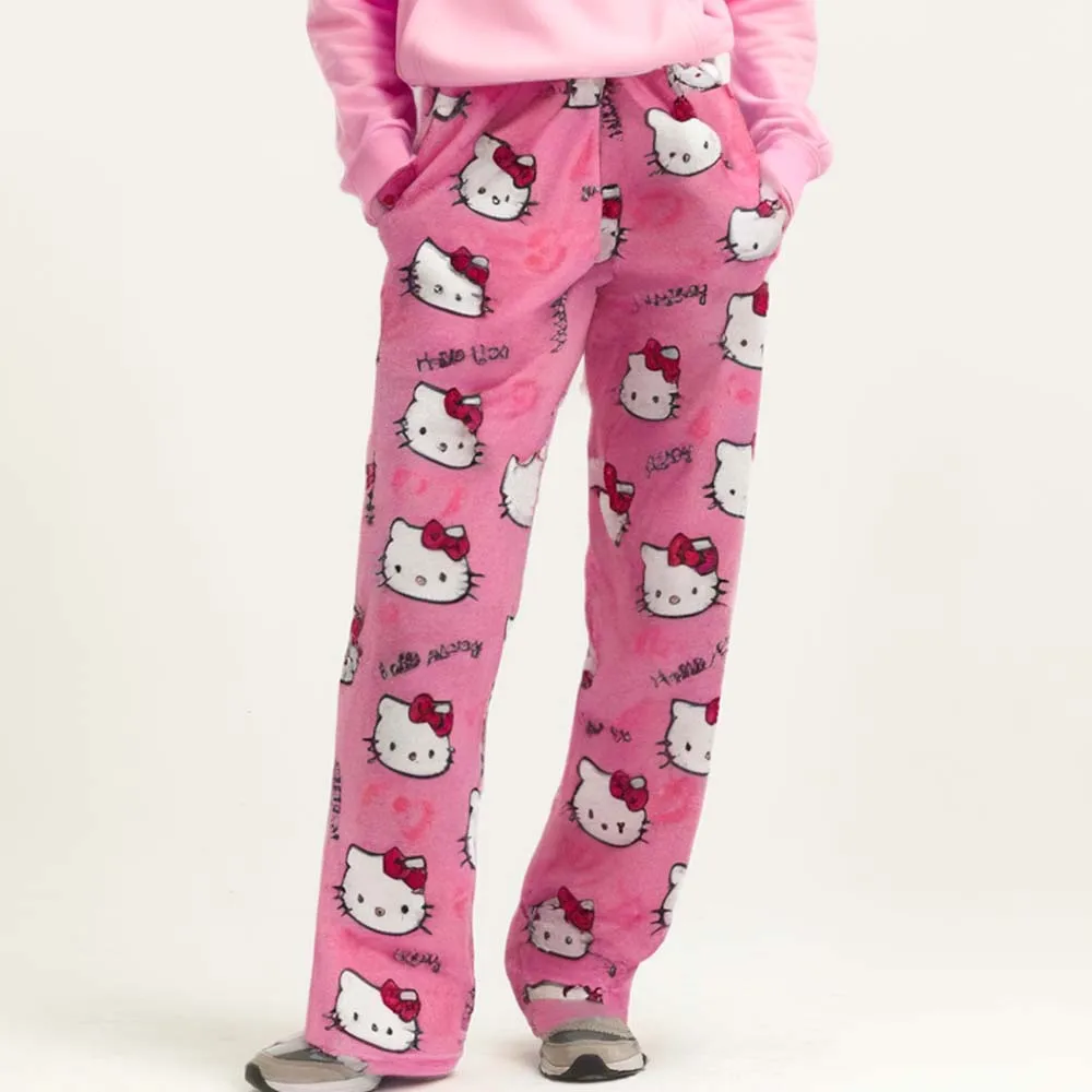 

Y2K Hellokitty Pajama Pants Kawaii Casual Fashion Cartoon Hello Kitty Home Women Flannel Autumn Christmas Pyjamas Long Trousers