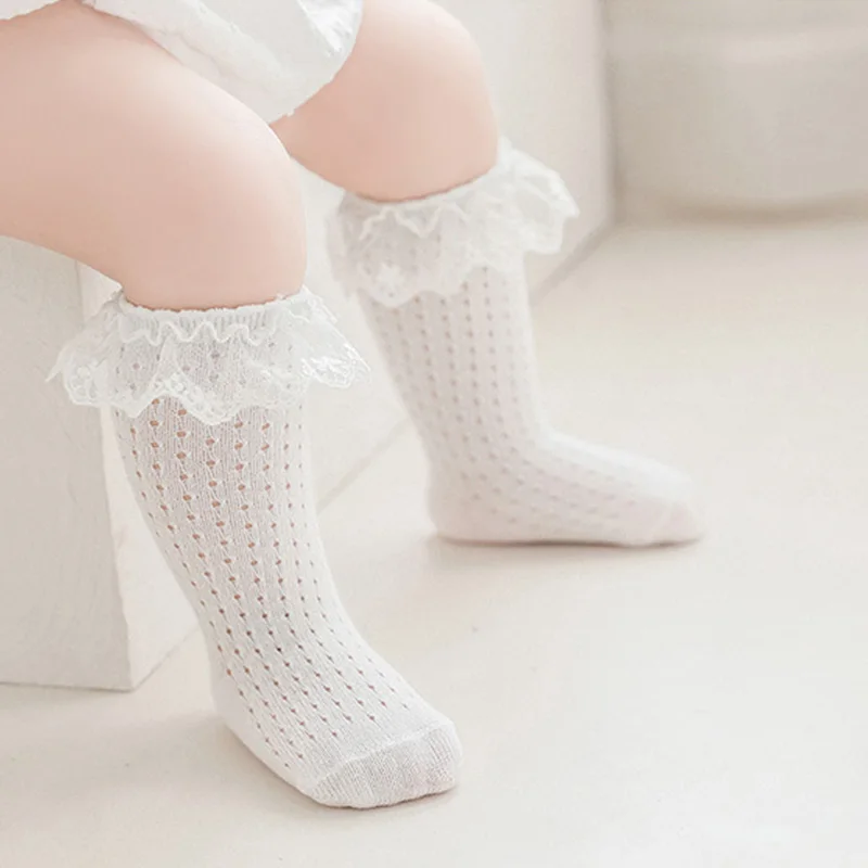 Summer Girls\' Socks Mesh Thin Style Baby Socks Korean Foreign Style Baby Princess Lace Mid-Tube Cotton Toddler Socks