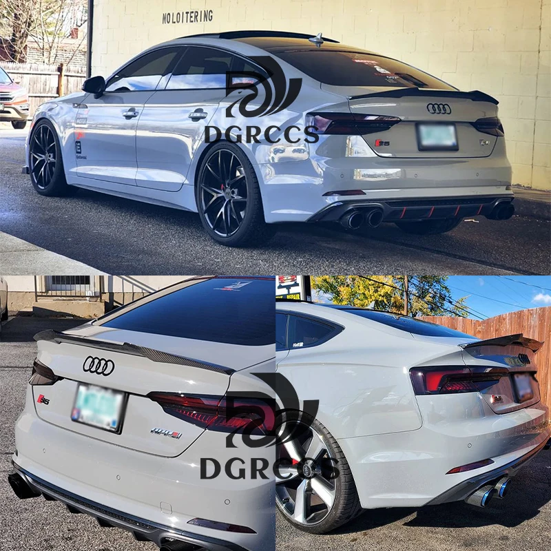 For AUDI A5 S5 RS5 B9 Sportback 4Door M4 Style Rear Spoiler Trunk wing 2016-2023 Carbon fiber Glossy black