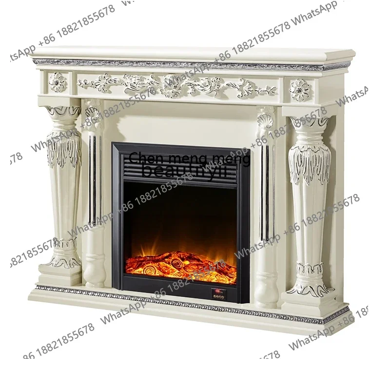 X A Roman column fireplace European American solid wood mantel fireplace flame decorative cabinet 1.3/1 meters
