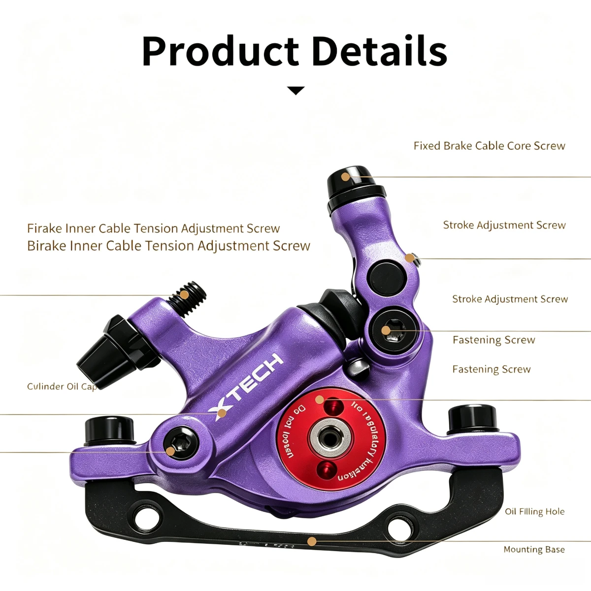ZOOM XTECH HB100 Hydraulic Disc Brake Caliper Front Rear Post Mount MTB Brake 120/140/160/180mm Rotor Compatible with Shimano MT view 5