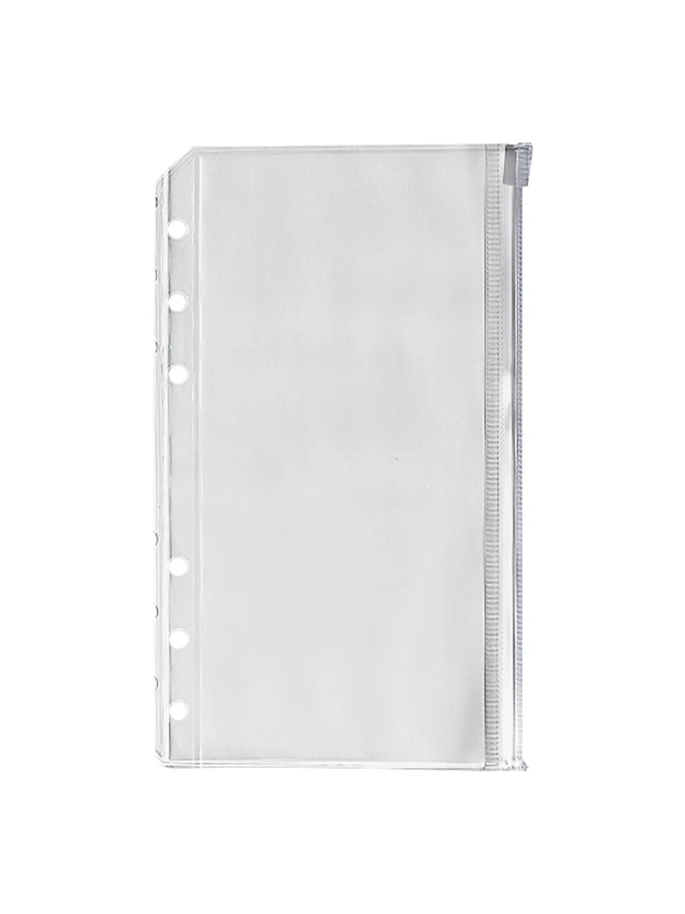 20pcs A6 Loose Leaf Bags Binder Pocket PVC Clear Home Office For Bill Money Waterproof Cash Envelopes With Zipper 6 Holes Cards