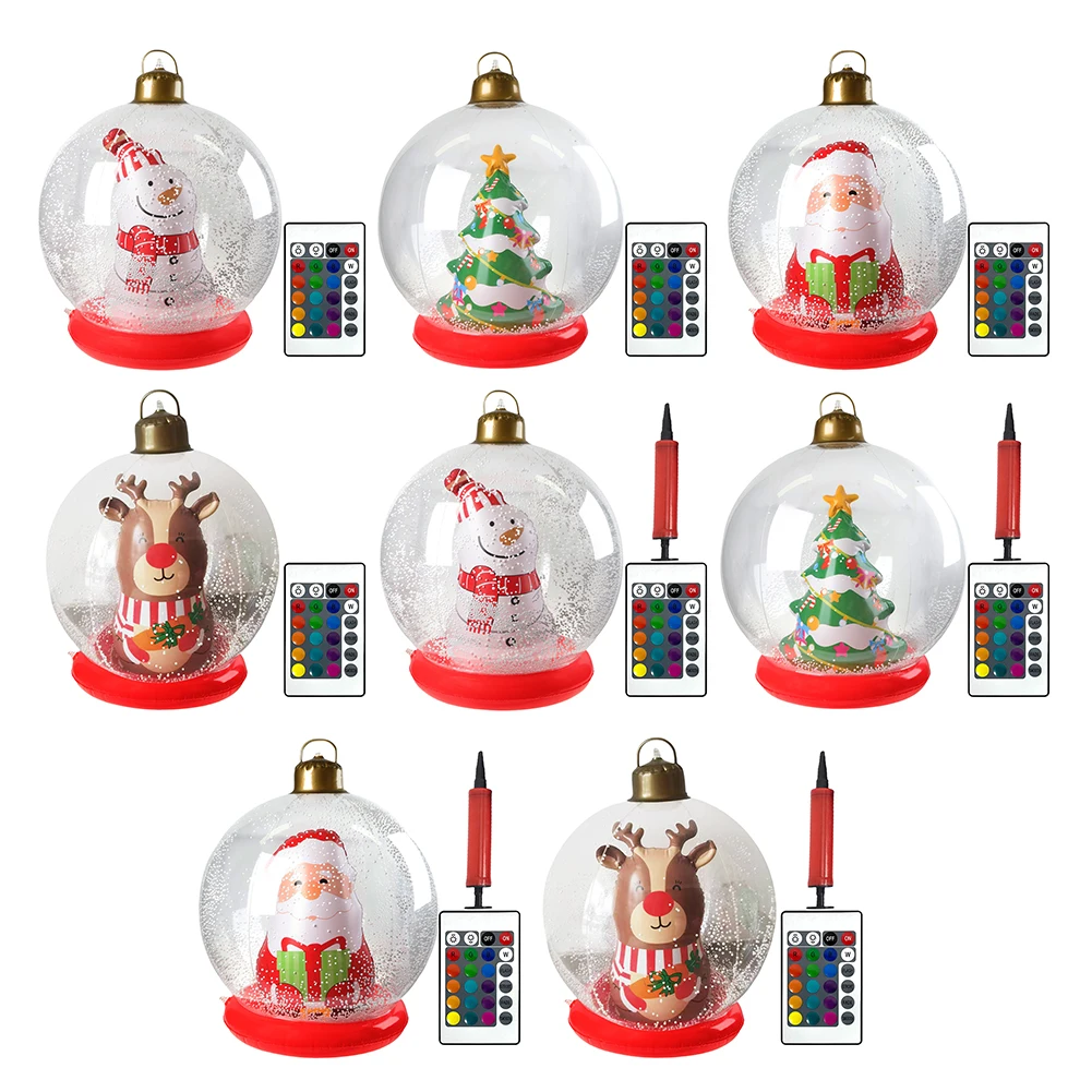 60cm 투명 대형 불빛 리모컨 PVC 야외 크리스마스 풍선 장식 공 휴일 마당 잔디 현관 장식