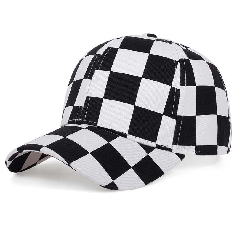 Baseball Cap New Cap Men\'s and Women\'s Checkerboard Hat Outdoor Travel Shade Fashion All Match Cap