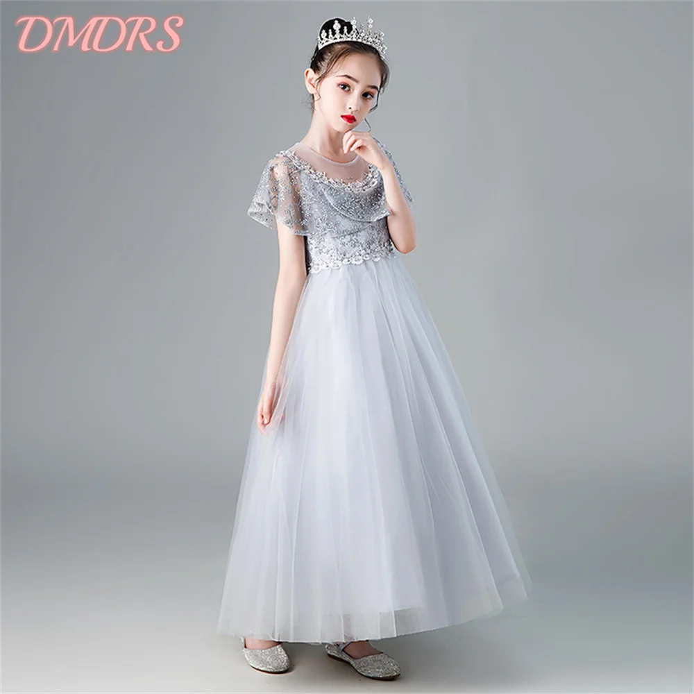 Elegant Girls Party Dress Stylish Tulle Princess Dresses 2025 Charming Girls Flower Girl Hostess Gown Classic Graduation Gowns