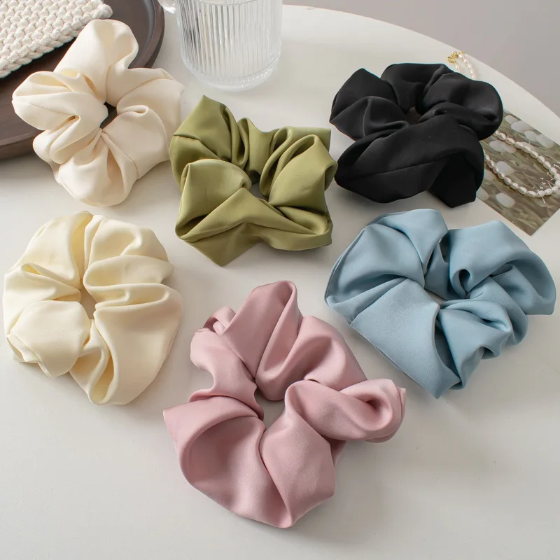 Solid Color Satin Large Intestine Headband Spring New Style Hair Tie Rope Hair Accessories