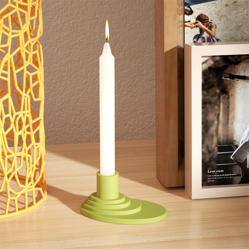 Jesmonite Step Candle Holder Silicone Mold for Taper Candle DIY Concrete Candlestick Making Mould Modern Design Craft Home Decor