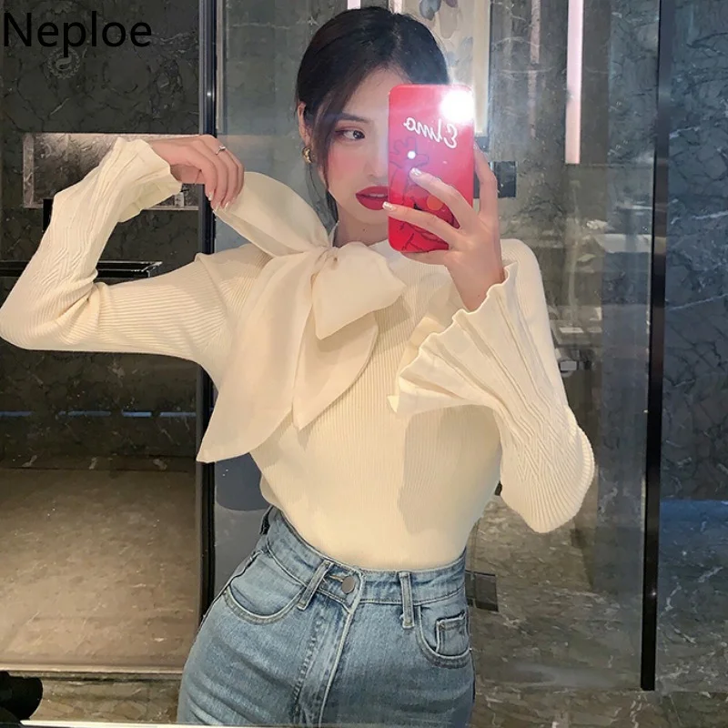 Women Sweater 2023 Korean Fashion Pullover Knit Y2K Tops Elegant Woman Sweaters Fall Bandage Top Oversized Clothing Jumper