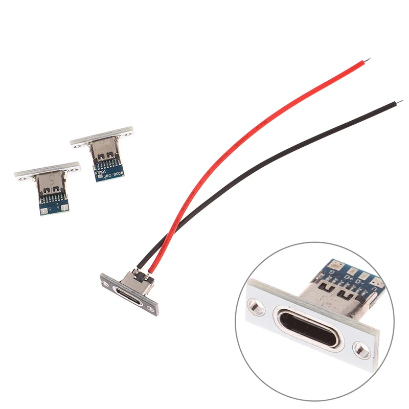 Prise USB Type C, 2 broches, 2P, 4P, ligne de bande étanche, joint de soudure, connecteur femelle, port de charge