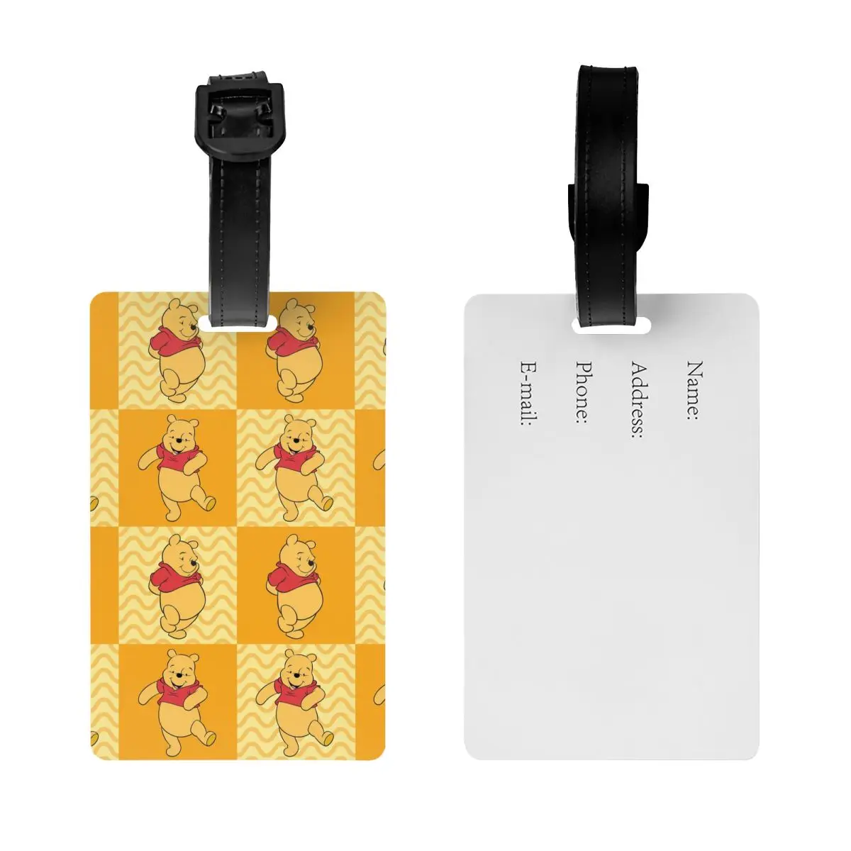 Custom Winnie The Pooh Luggage Tag Cartoon Bear Suitcase Baggage Privacy Cover ID Label