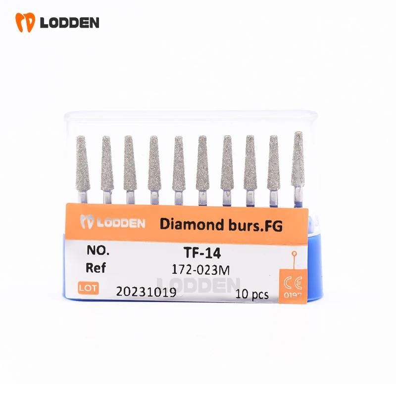 10pcs/set Dental Diamond Burs Blue Rings TF Flat End Cone Dentistry Burs Dental Tools for Grinding & Polishing Teeth in mouth