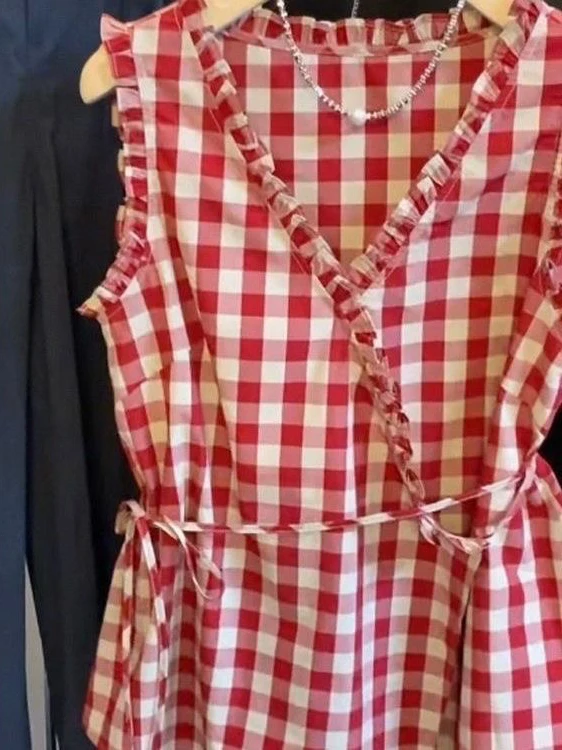 الرجعية الأحمر منقوشة Svel سترة المرأة الصيف الخصر Cinched الأذن الخشبية ature حزام Ele Svel الأعلى