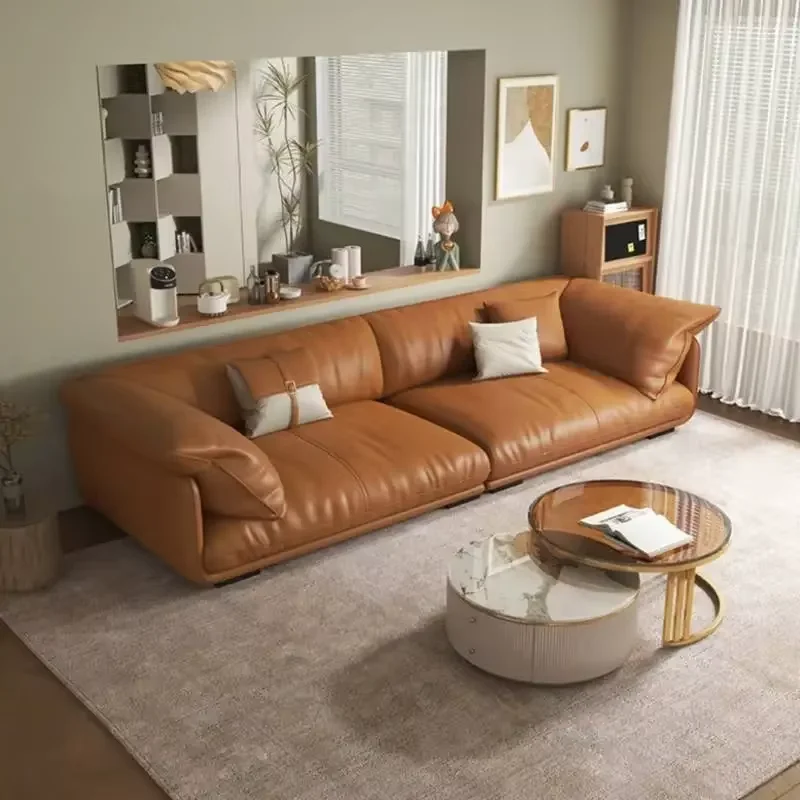 Leather Luxury Cozy Sofa New Oversize Modern Designer Individual Reading Sofa Living Room Recliner Salon Meuble Furniture