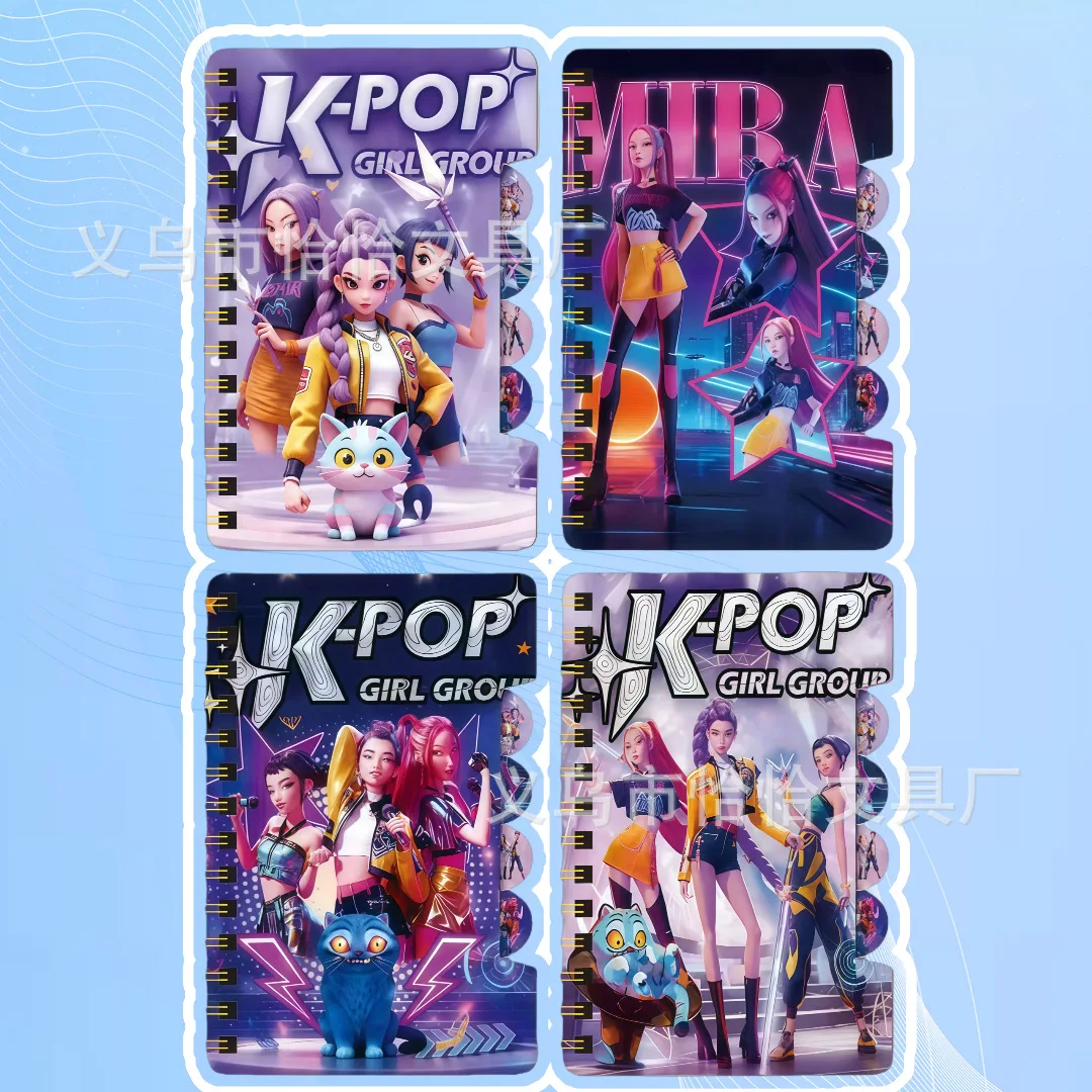 

4PCS New Product K-Pop Demon Hunters Rumi Paginated Coil Notebook A7 Loose-leaf Notebook Kasumi Portable Divider Journal