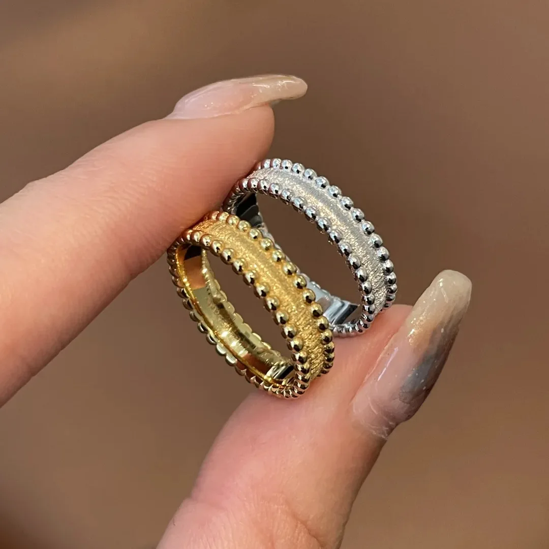 Foydjew Retro Exquisite Side Round Ball Design Silver/Gold Color Rings Women's Simple Daily Finger Accessories Ring