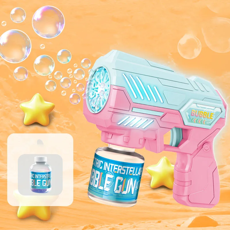 2024 Nowa przyomatyczna maszyna do baniek mydlanych dla dzieci Świecąca zabawka Gry na świeżym powietrzu Prezent Pistolet do baniek międzygwiezdnych bez wody bąbelkowej.