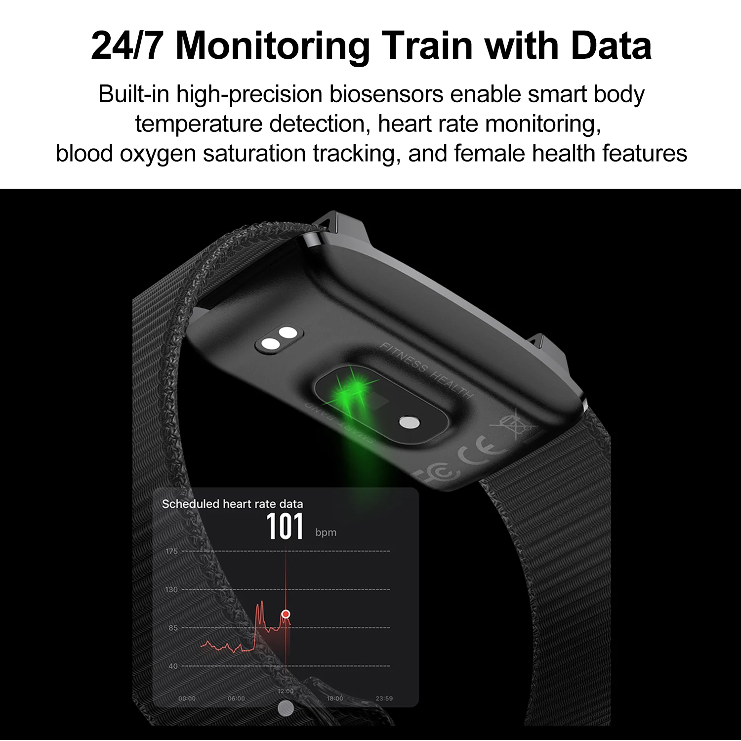 Smart Bracelet Men Women Heart Rate Sleep Monitoring Skin Temperature 1ATM Waterproof Outdoor Sports Fitness Tracker Smart Watch