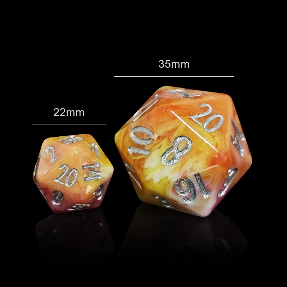 8PCS Resin Polyhedral Dice Set Yellow Orange Color DND RPG Dice For Dungeons & Dragons MTG Tabletop Role‑Playing Board Game Game