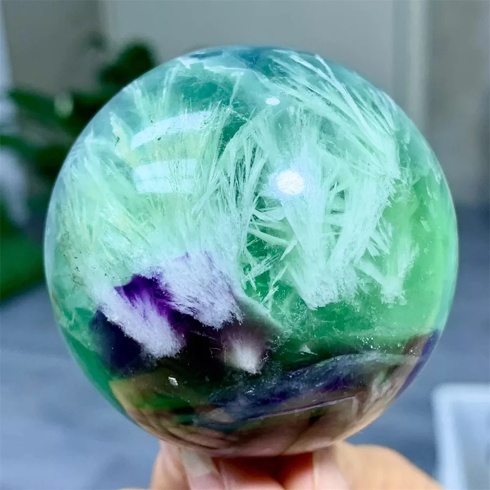 

Natural feather fluorspar crystal Quartz Sphere Mineral Reiki Repair, Energy gems, Reiki Healing, gifts, decorations, meditation