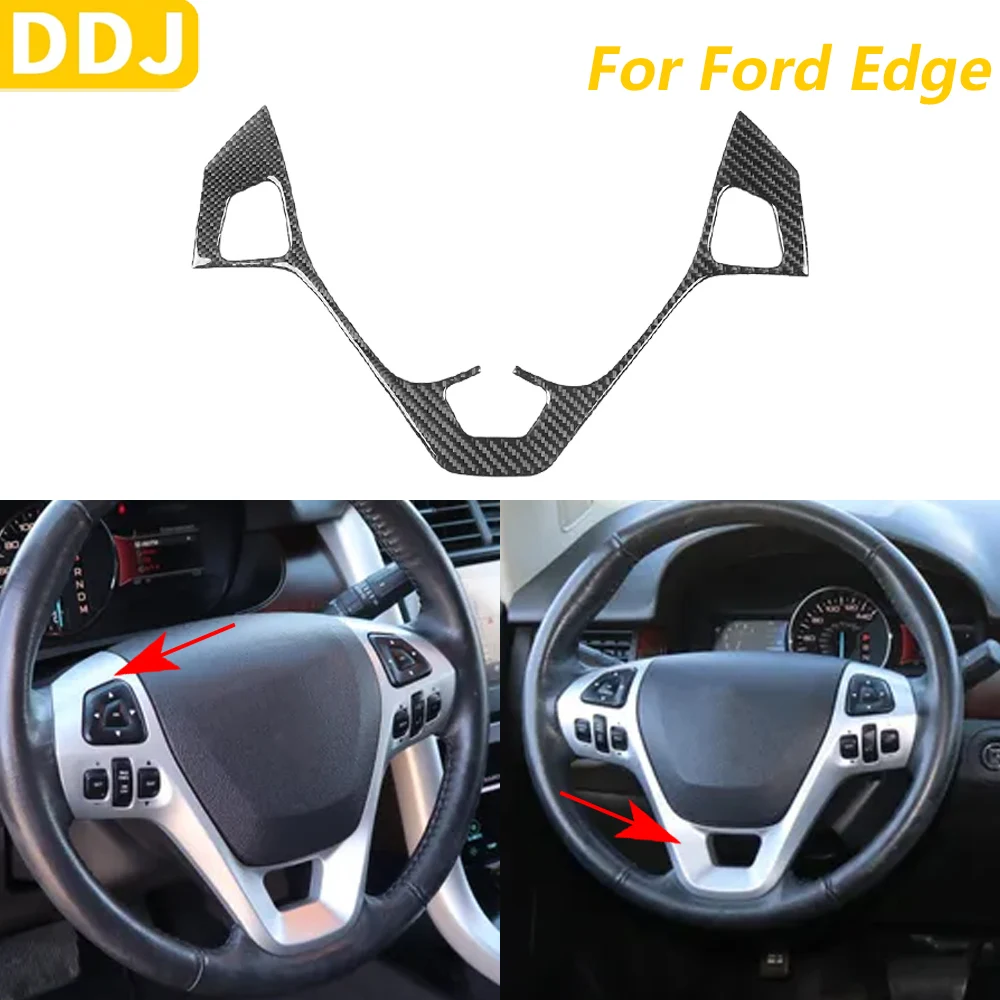 

For Ford Edge 2011-2014 Carbon Fiber Steering Wheel Button Chin Frame Panel Decorative Cover Car Accessories Interior Sticker